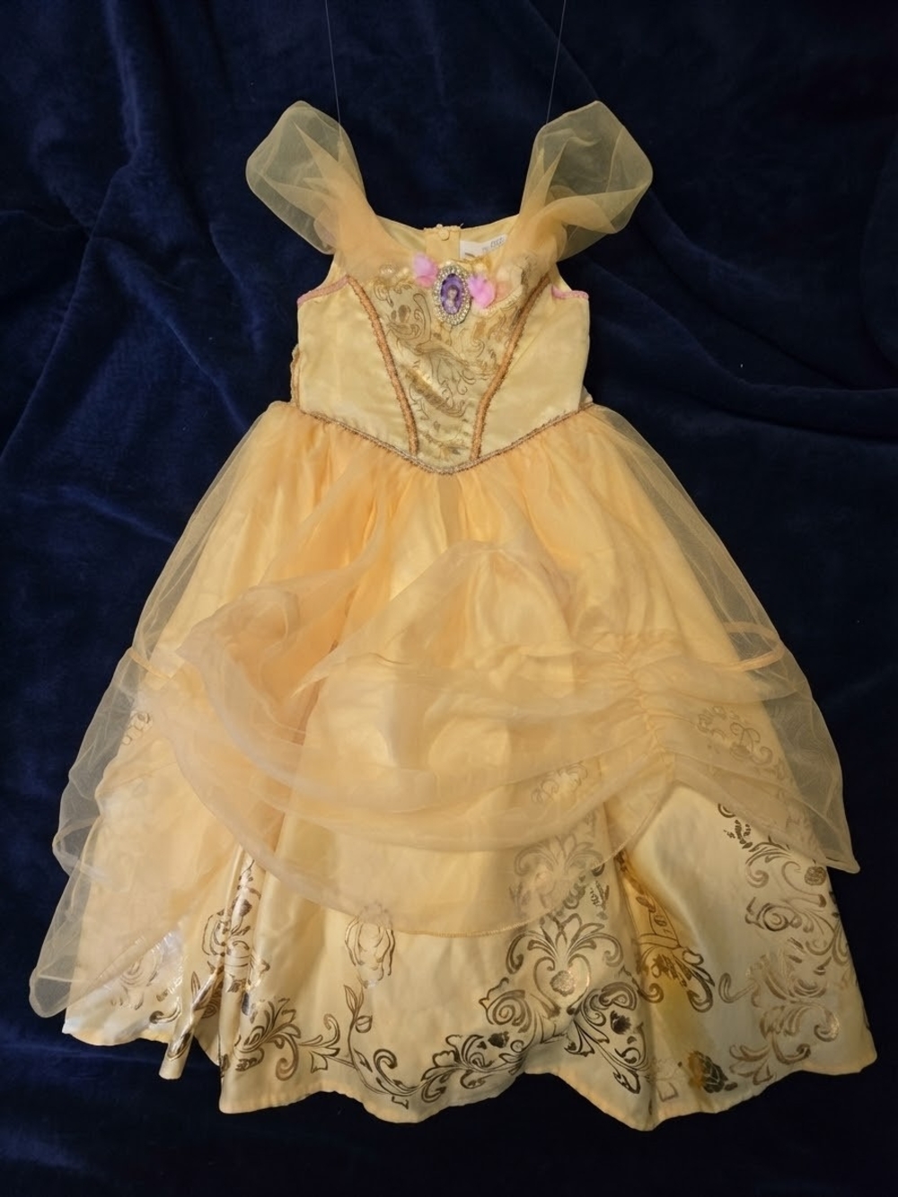 Disney Princess Belle Yellow Ballgown Dress Size S (4-6X) Beauty and the Beast